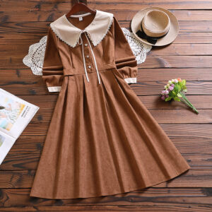 Japan style new arrival autumn winter fashion bow cute sweet dress Mori girl long sleeve vintage vestidos